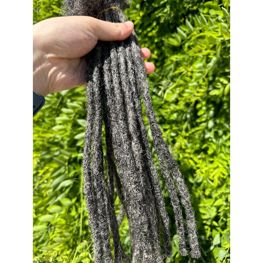 Human Hair Loc Extensions for Man/Women,Permanent Dreadlock Extensions Salt and Pepper #39 (10 Dreads/Bundle) 8inch 0.4 Small Size