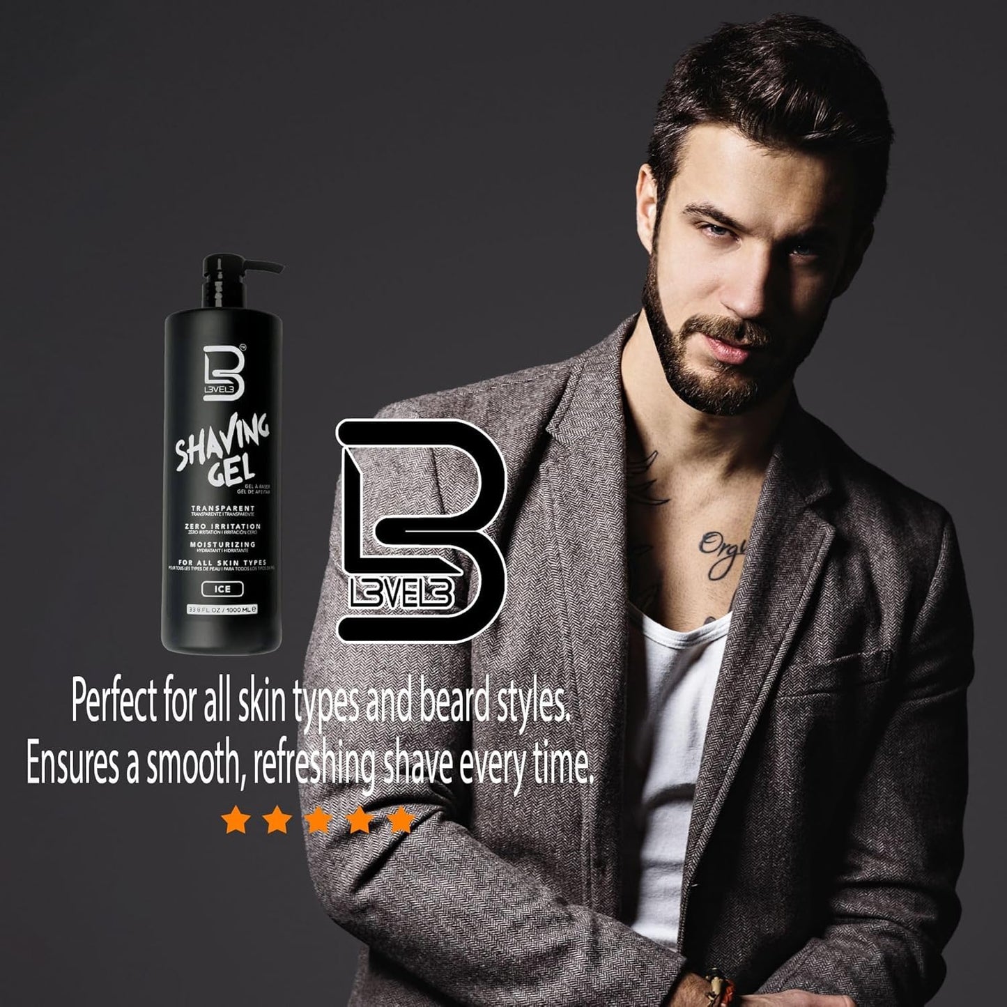 L3 - Level 3 Shaving Gel - Straight Razor Shave Gel - Non-Irritating - Refreshing Smell - No Hot Towel Necessary - Level Three Razor Gel (Ice - Large) Beauty and Personal Care L3
