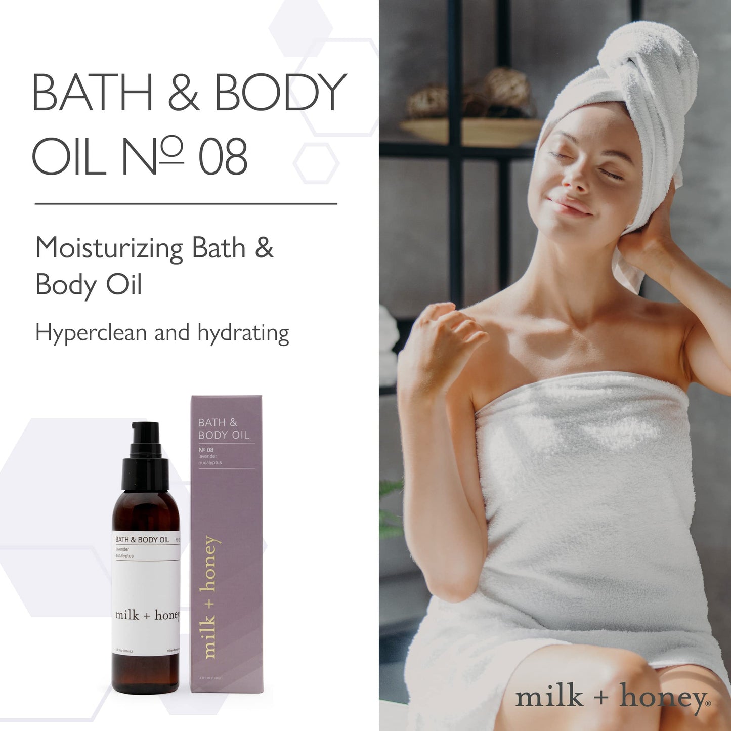 Lavender & Eucalyptus Bath Oil, N 08 by milk + honey Beauty and Personal Care milk + honey