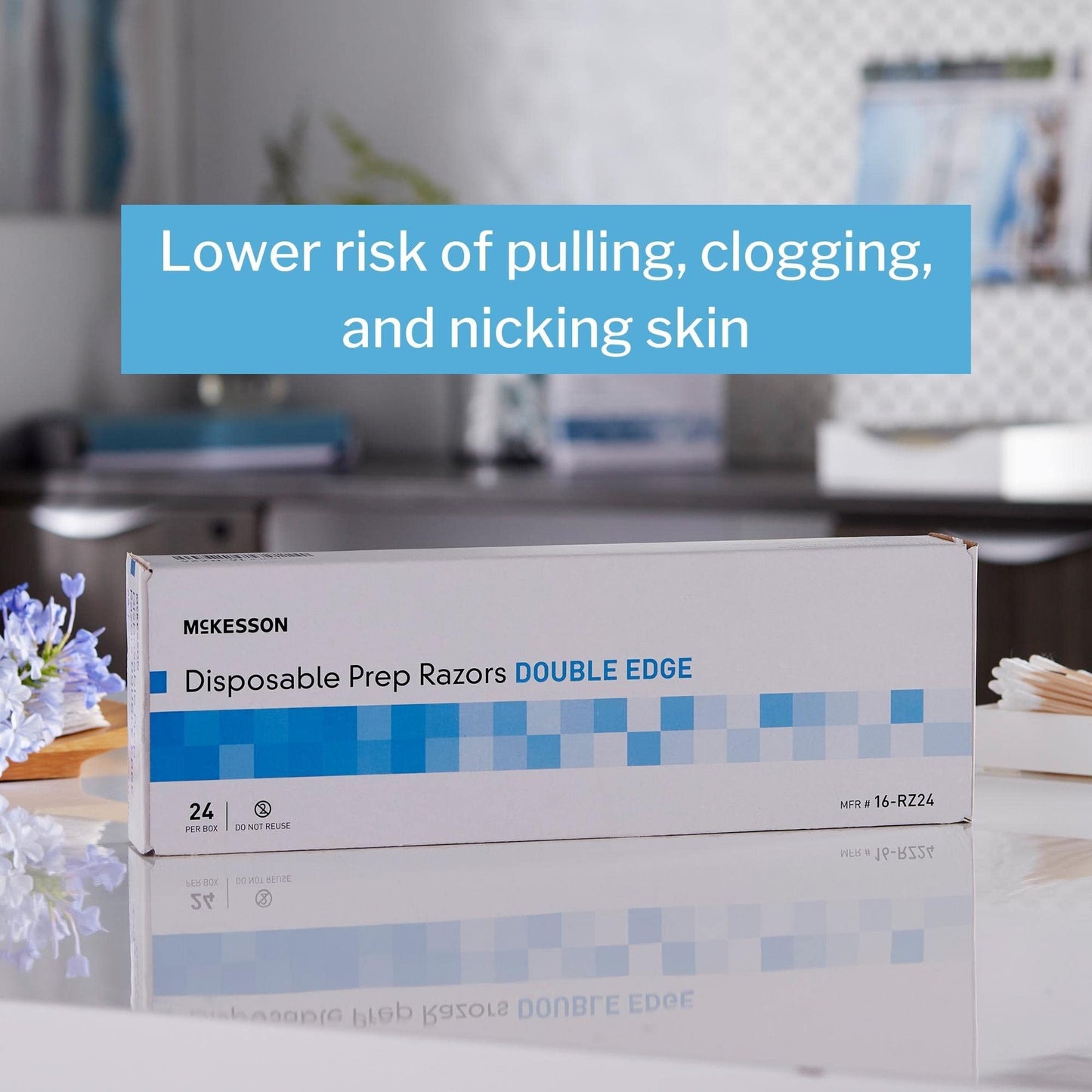 McKesson Disposable Razors [24 Count] Prep Shaving Razor, Single Blade Double Edge, Stainless Steel Blade, For Men and Women, Bulk, Blue Beauty and Personal Care McKesson