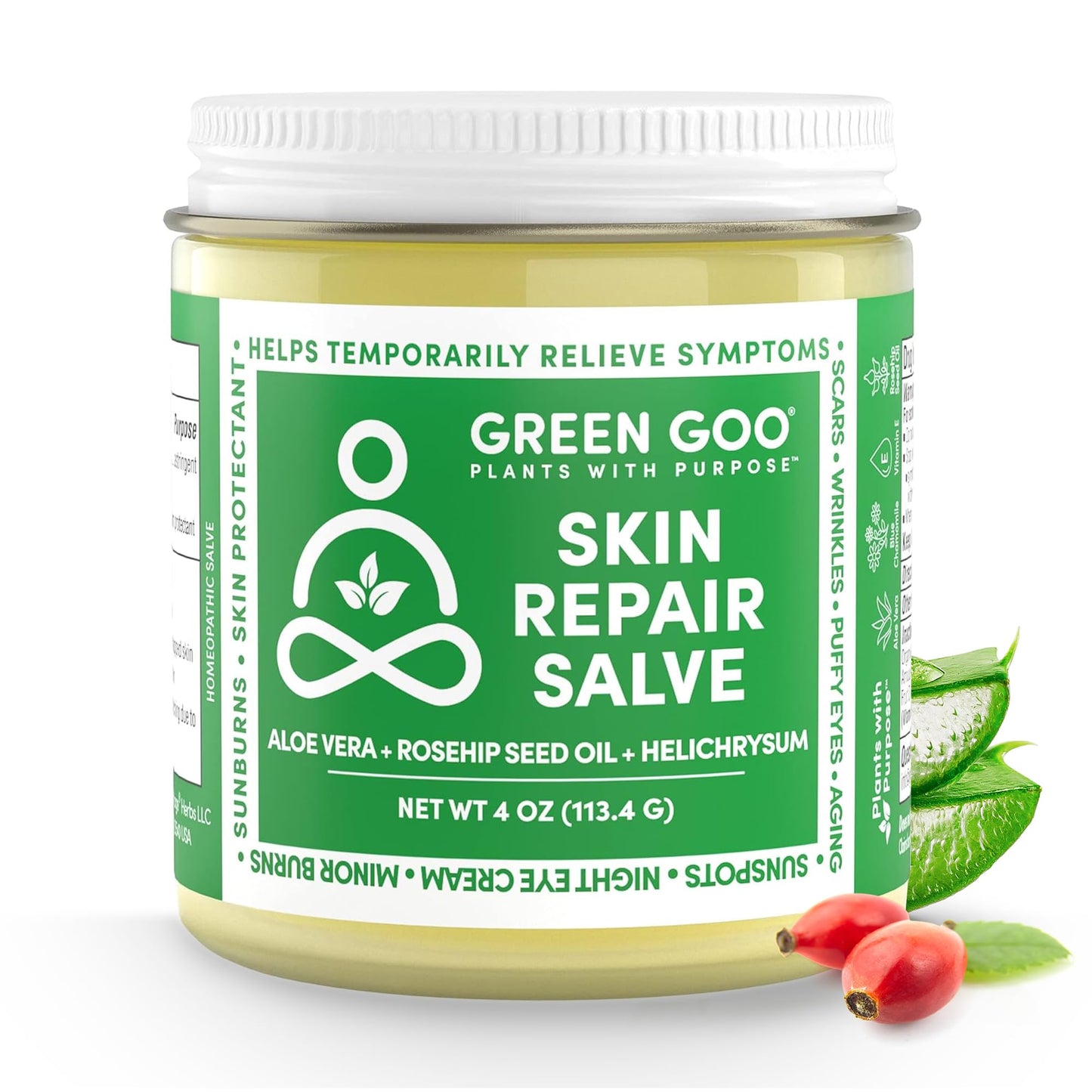 Green Goo Skin Repair Healing Salve, Natural Body & Face Moisturizer with Aloe Vera, Improves Skin's Appearance, Great for Scarring & Wrinkles, 4 Oz Beauty & Personal Care Green Goo