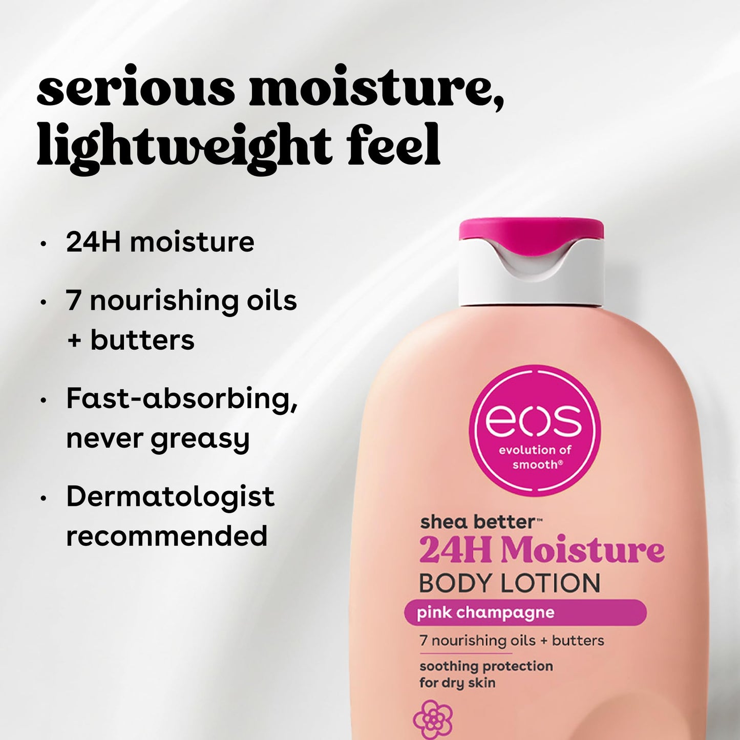 eos Shea Better Body Lotion Pink Champagne, 24-Hour Moisture Skin Care, Lightweight & Non-Greasy, Natural Shea, Vegan, 16 fl oz Beauty & Personal Care eos