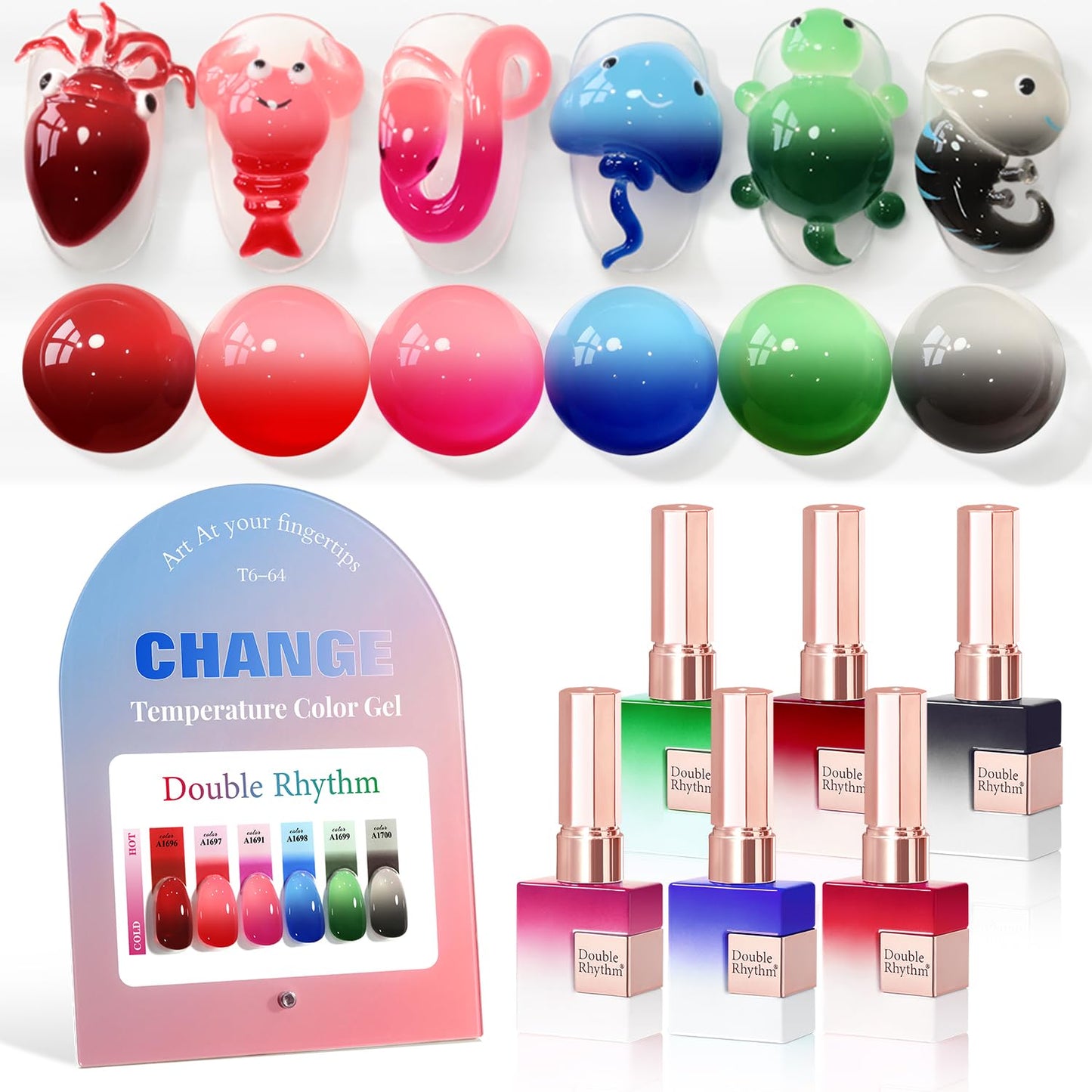 Double Rhythm 6 Pcs 15 ML Gel Polish Set Same Color Same Bottle Soak Off Gel Polish Kit Nail Art Manicure Salon DIY at Home for Women (Burgundy Blue Beauty and Personal Care Double Rhythm Default Title
