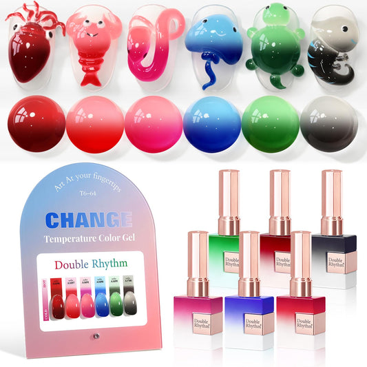 Double Rhythm 6 Pcs 15 ML Gel Polish Set Same Color Same Bottle Soak Off Gel Polish Kit Nail Art Manicure Salon DIY at Home for Women (Burgundy Blue Beauty and Personal Care Double Rhythm Default Title