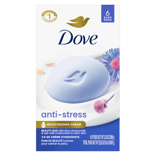 Dove Beauty Bar Gentle Cleanser Anti-Stress Cream Bar Moisturizes To Calm Skin Gentle Bar Soap Cleanser Made With 1/4 Moisturizing Cream 6 pack Beauty & Personal Care Dove