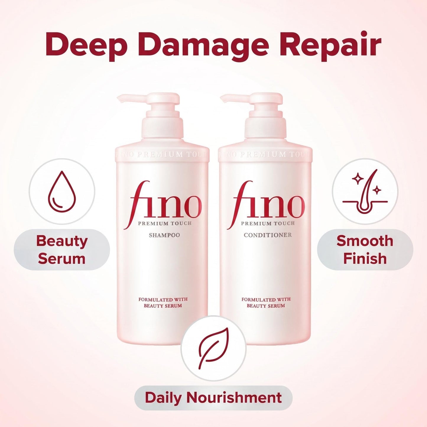 TJ SIGNATURE Fino Premium Touch Shampoo and Conditioner Set - J-Beauty Salon Grade Deep Repair Duo for Dry, Damaged & Frizzy Hair - Includes Exclusive Beauty & Personal Care TJ SIGNATURE