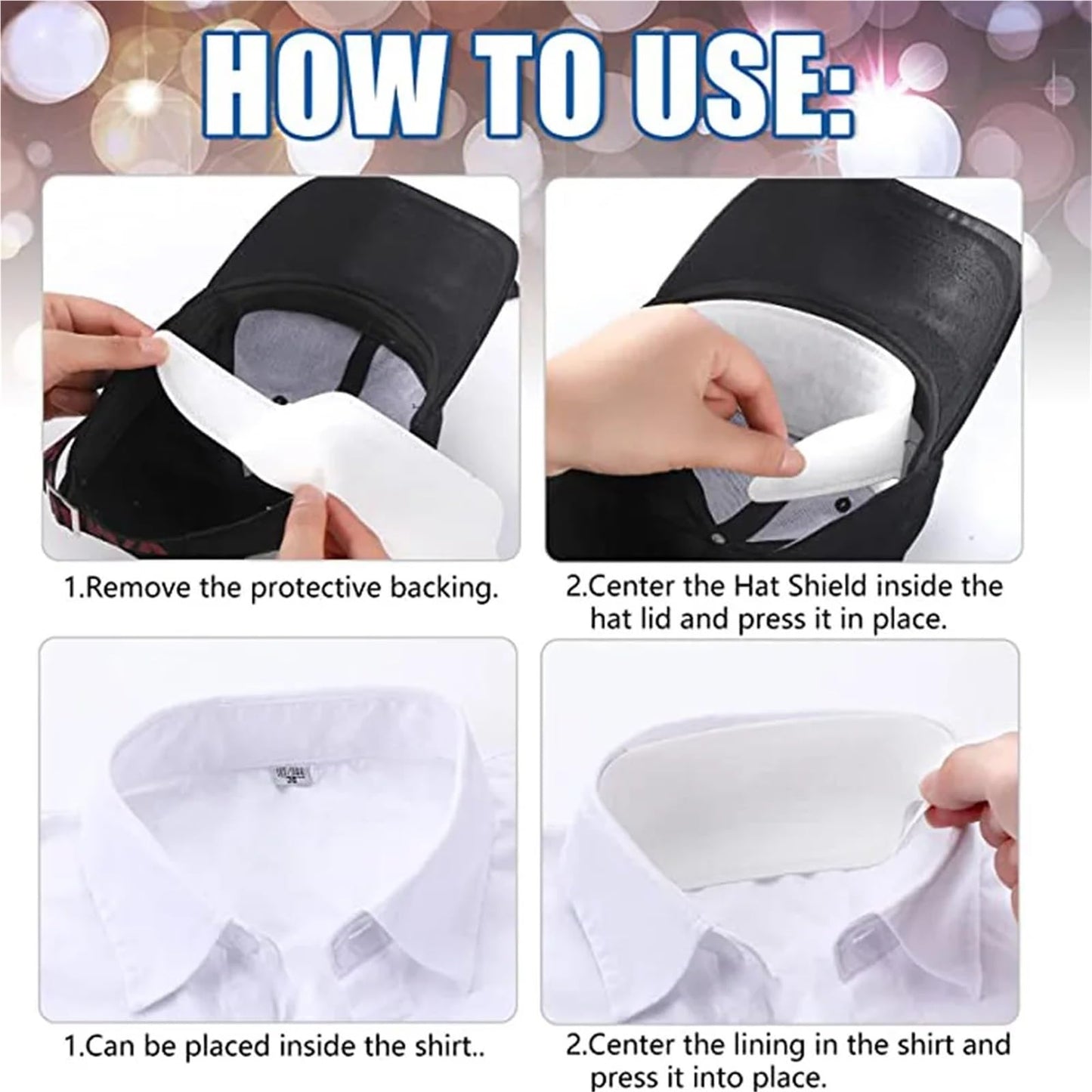 Cyyaog Collar Protectors for Shirts 60pcs Hats Sweat Pads Non-Woven Clothing Collars Stickers Moisture-Wicking Adhesive Liners Strips Beauty and Personal Care Cyyaog