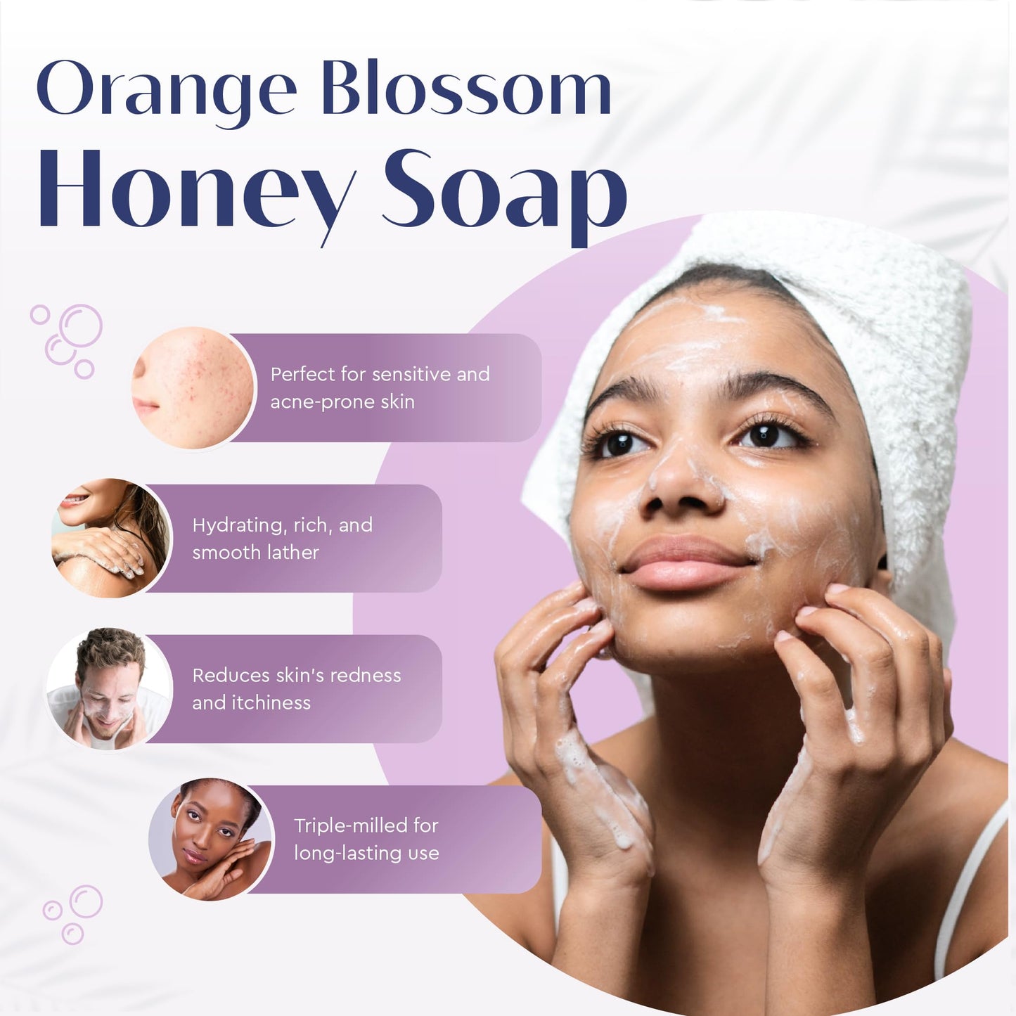 Baudelaire Orange Blossom Honey Soap Set - Luxurious Vegetable-Based Bars with 2% Honey, Hydrating Lanolin & Nourishing Goat's Milk, Bright Citrus Beauty & Personal Care Baudelaire