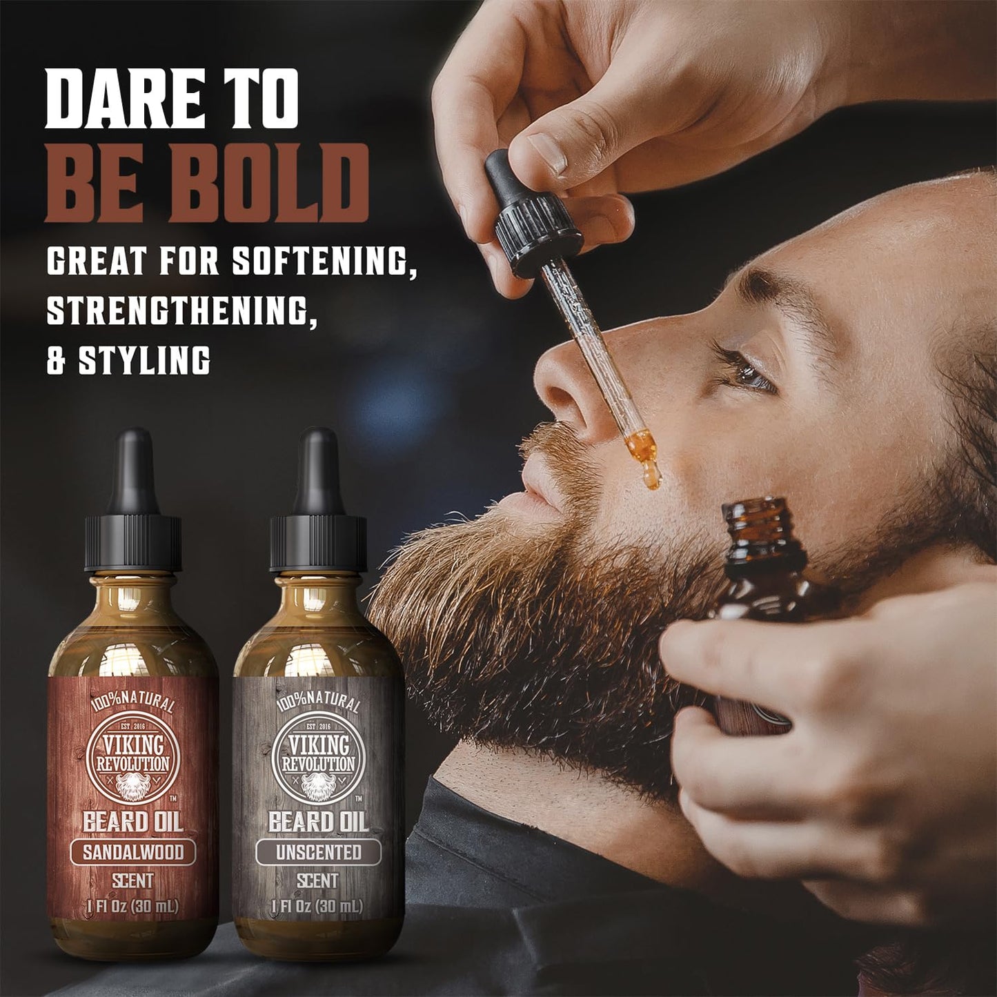 Viking Revolution Sandalwood and Unscented Beard Oil for Men - Natural Mens Beard Oil with Argan Oil and Jojoba Oil - Beard Softener, Strengthens Beauty & Personal Care Viking Revolution