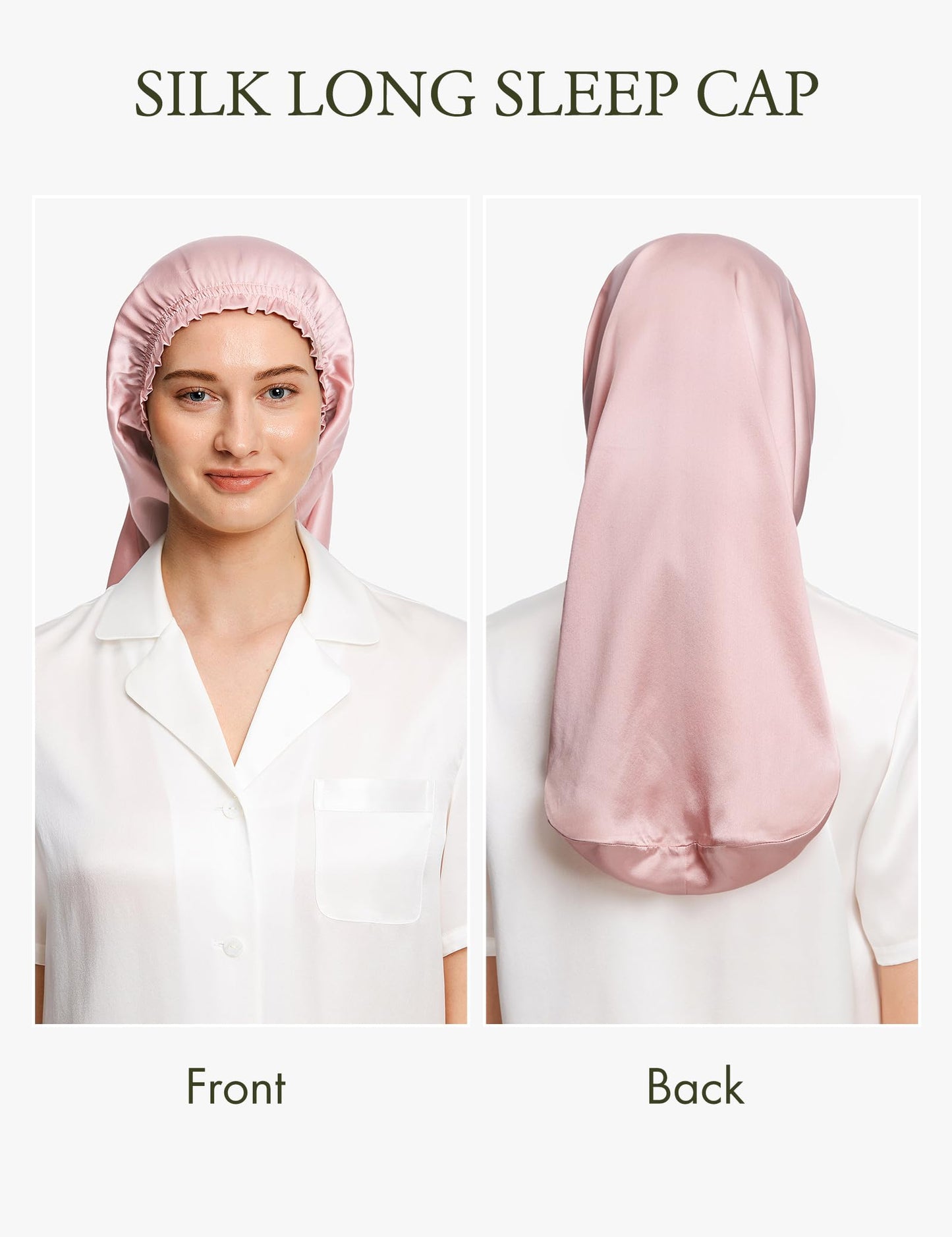 LilySilk Extra Long Silk Bonnet Sleep Cap for Women Soft Adjustable Hair Bonnet for Braids,Curly,Long Hair- Soft Elastic Band, Rosy Pink Beauty and Personal Care LilySilk
