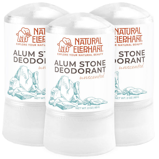 Natural Elephant Alum Stone Deodorant Stick 60g (2 oz) Natural Unscented Aluminum Free Salt Stone for Men and Women (3 Pack) Beauty and Personal Care Natural Elephant