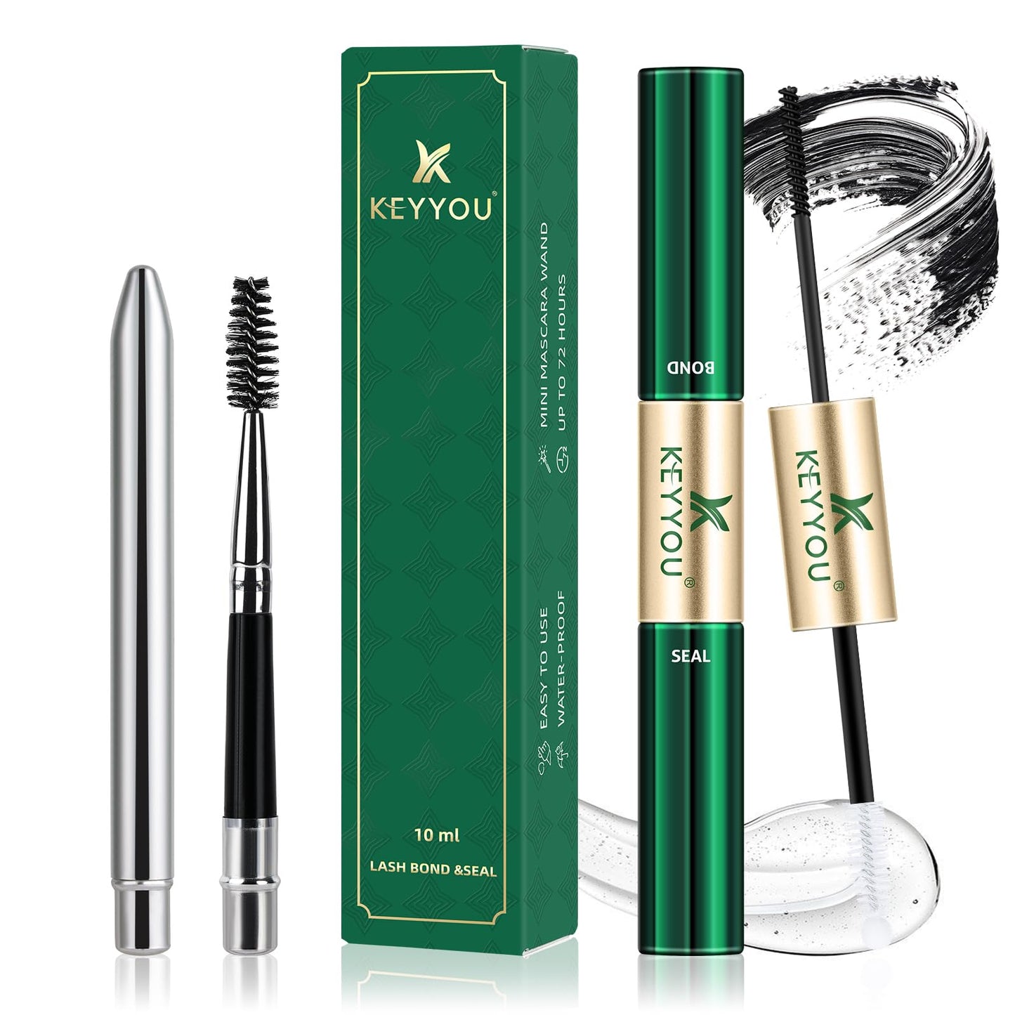 KEYYOU Lash Bond and Seal Cluster Lash Glue for Lash Clusters Strong Gentle Comfortable Bond and Seal Waterproof Mascara Wand Individual Lash Glue Beauty and Personal Care KEYYOU