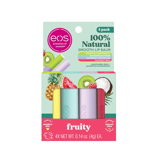eos 100% Natural Lip Balms- Coconut Milk, Pineapple Passionfruit, Watermelon Frosé & Raspberry Kiwi Splash, All-Day Moisture Lip Care, 0.14 oz, 4-Pack Beauty & Personal Care eos