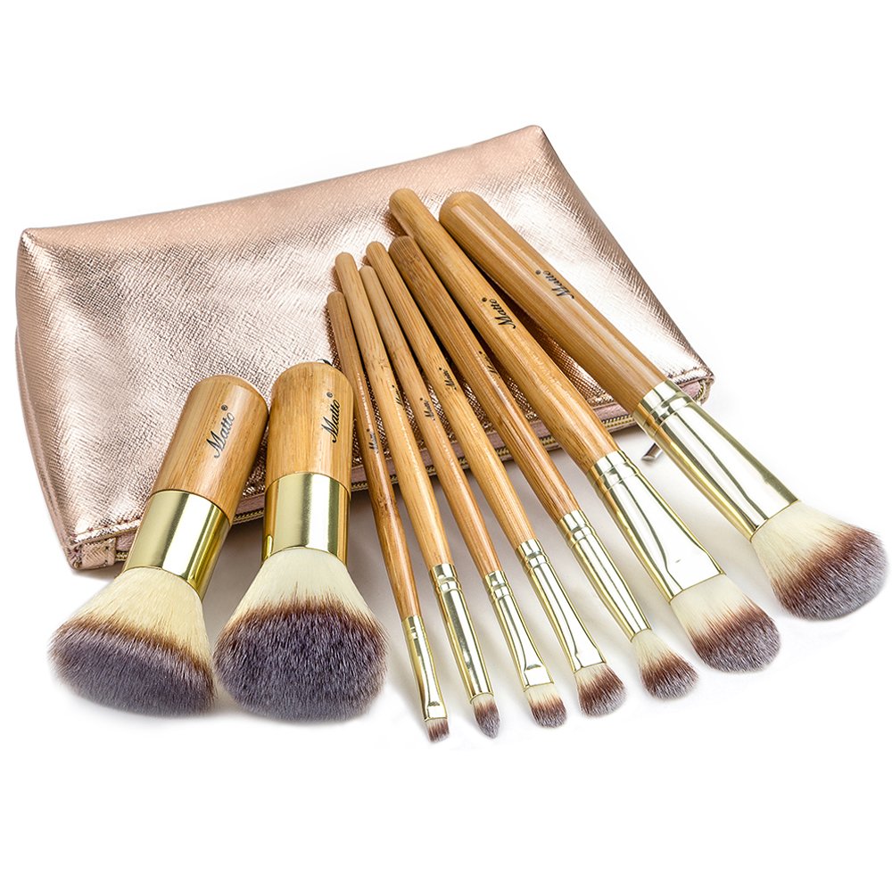 Matto Makeup Brushes 9-Piece Makeup Brush Set Foundation Brush with Travel Makeup Bag Beauty & Personal Care Matto