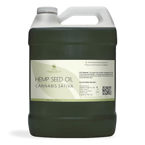 Hemp Seed Oil - Pure, Unrefined, Cold Pressed, All-Natural Non-GMO, Extra Virgin, Undiluted, Carrier Oil - Bulk 128 oz / 1 Gallon - Tinctures, Blends Beauty & Personal Care OPO