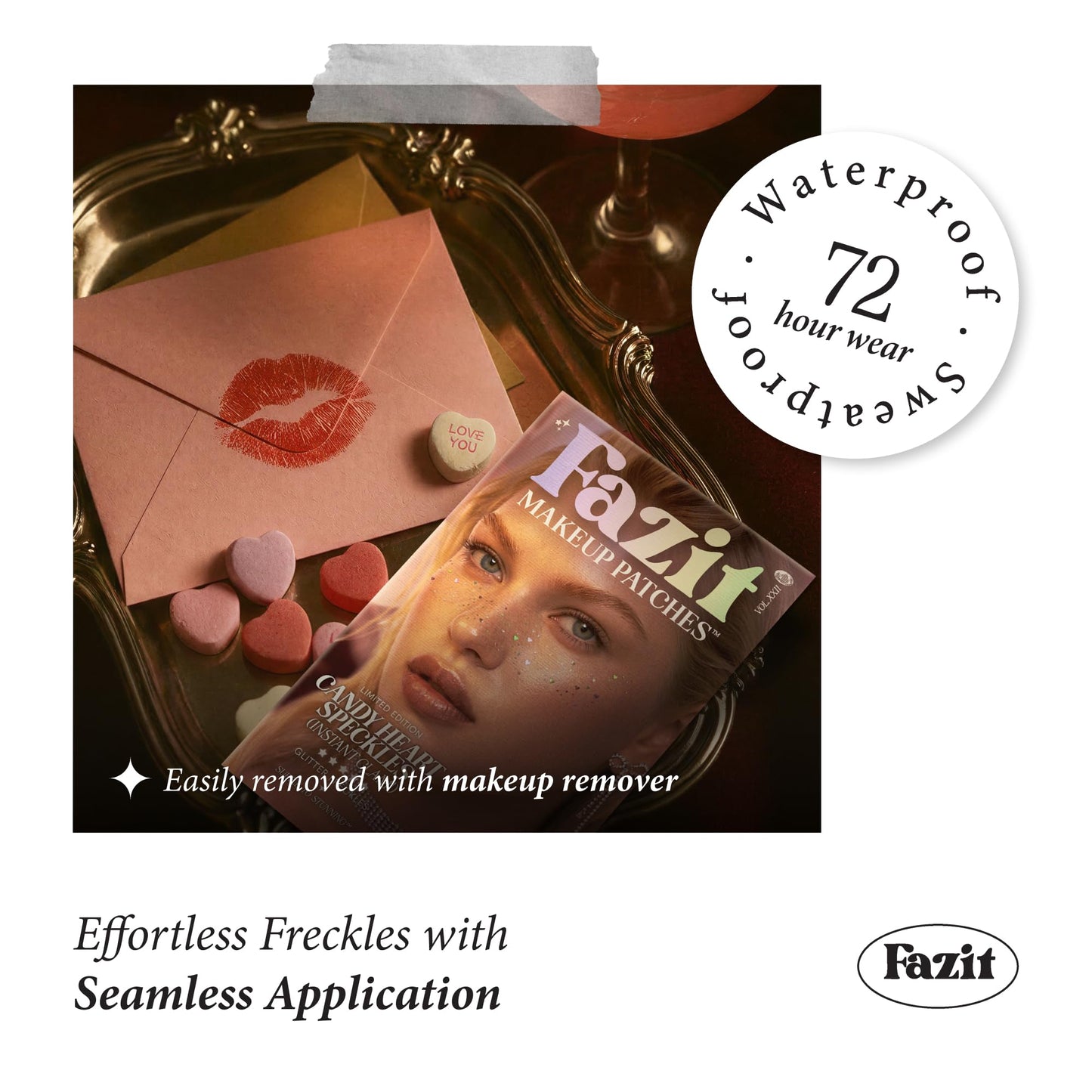 Fazit Makeup Patches - Candy Heart Speckles - Glow Up Make-Up Patches - Cute Glitter Makeup Accessories for Women - Cosmetic Glitter for Face Beauty & Personal Care Fazit