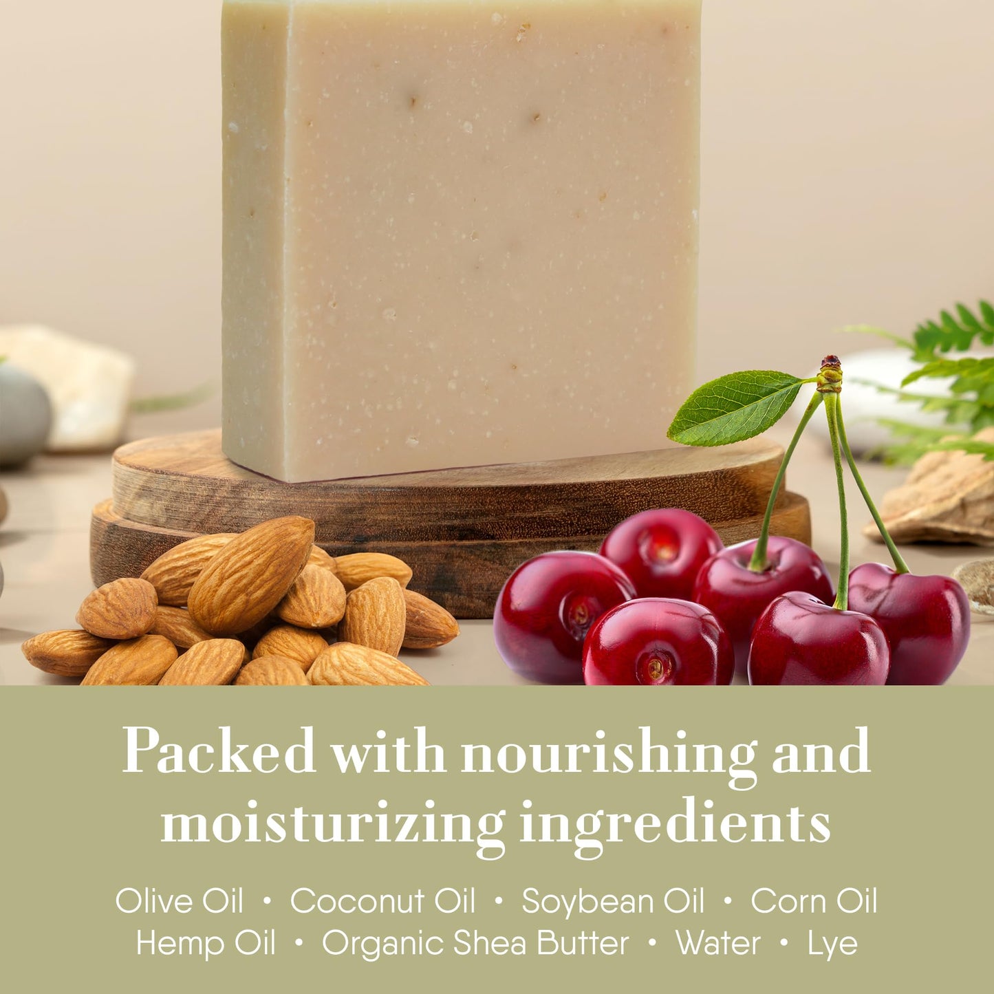 360Feel Cherry Almond Soap - Made in The USA - Castile Handmade, All Natural, Cold Processed - Infused with Refreshing Cherry Almond Essential Oil Beauty & Personal Care 360Feel