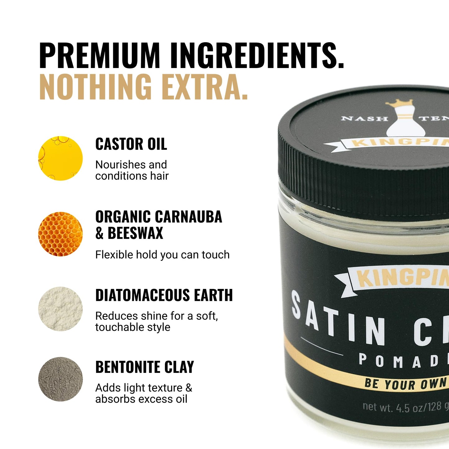 Satin Cream Hair Wax for Smooth Styling - Medium Hold & Natural Finish - Lightweight, Non-Greasy Hair Pomade for Men, All-Day Control & Texture Beauty & Personal Care KINGPIN