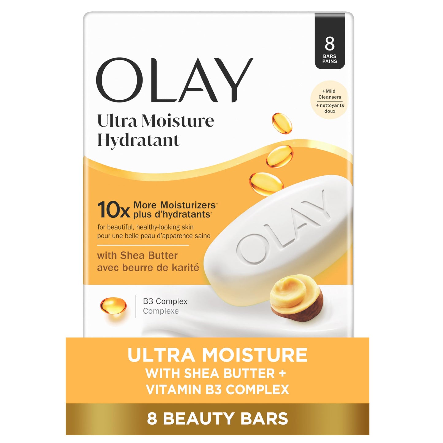 Olay Beauty Bar, Ultra Moisture,10x More Moisturizers, Nourishing Conditioners, Smooth & Gentle on Skin, Vitamin B3 Complex, For All Skin Types, Shea Beauty & Personal Care Olay