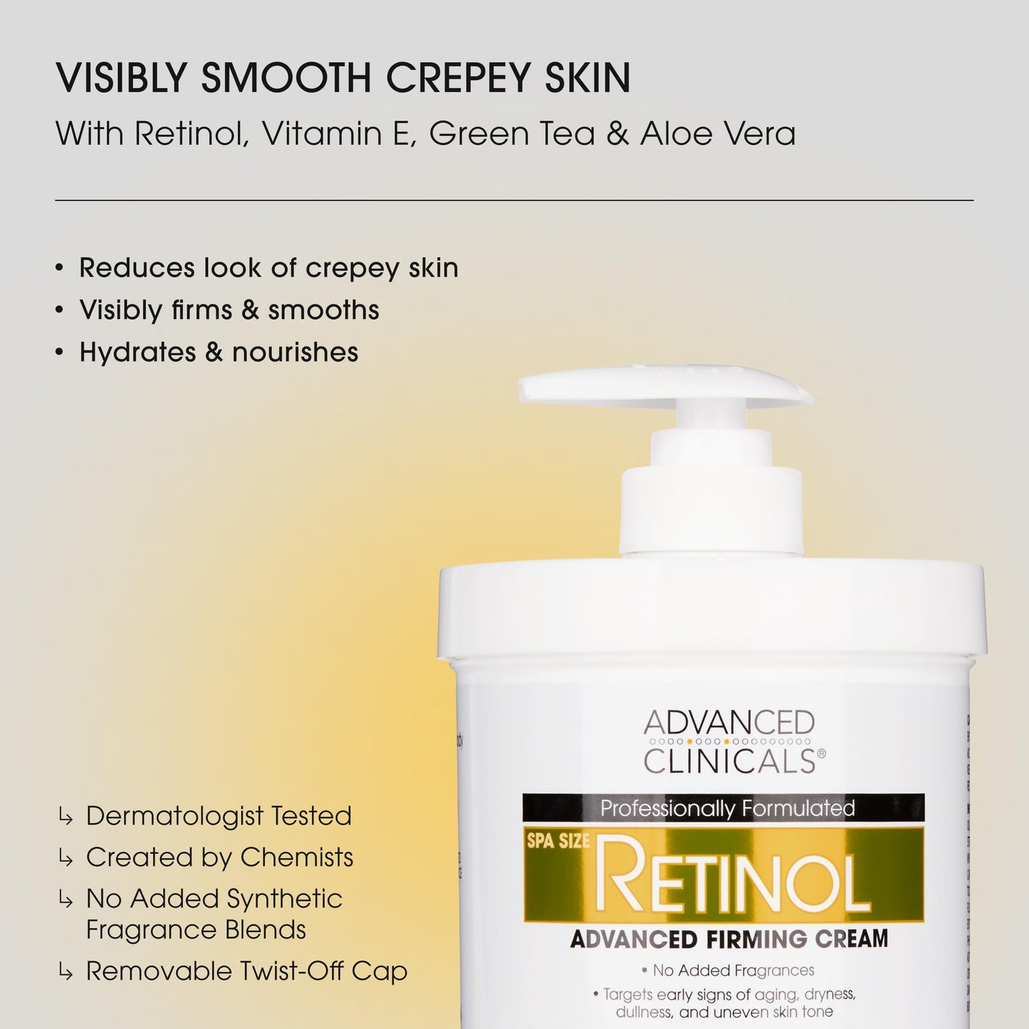Advanced Clinicals Retinol Body Lotion + Collagen Cream Fragrance Free Face Moisturizer & Body Cream 2pc Skincare Set For Women & Men Helps Reduce Beauty & Personal Care Advanced Clinicals
