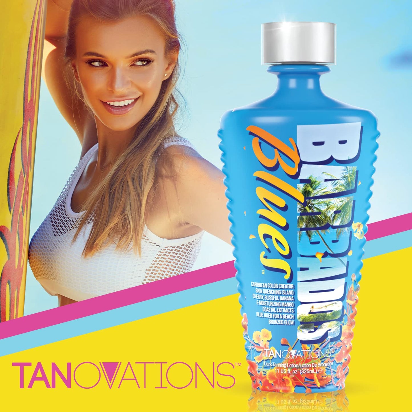 Tanovations Barbados Blues Tanning Lotion - Caribbean Color Creator Skin Quenching Island Cherry, Blissful Banana & Moisturizing Mango Coastal Beauty & Personal Care ED HARDY