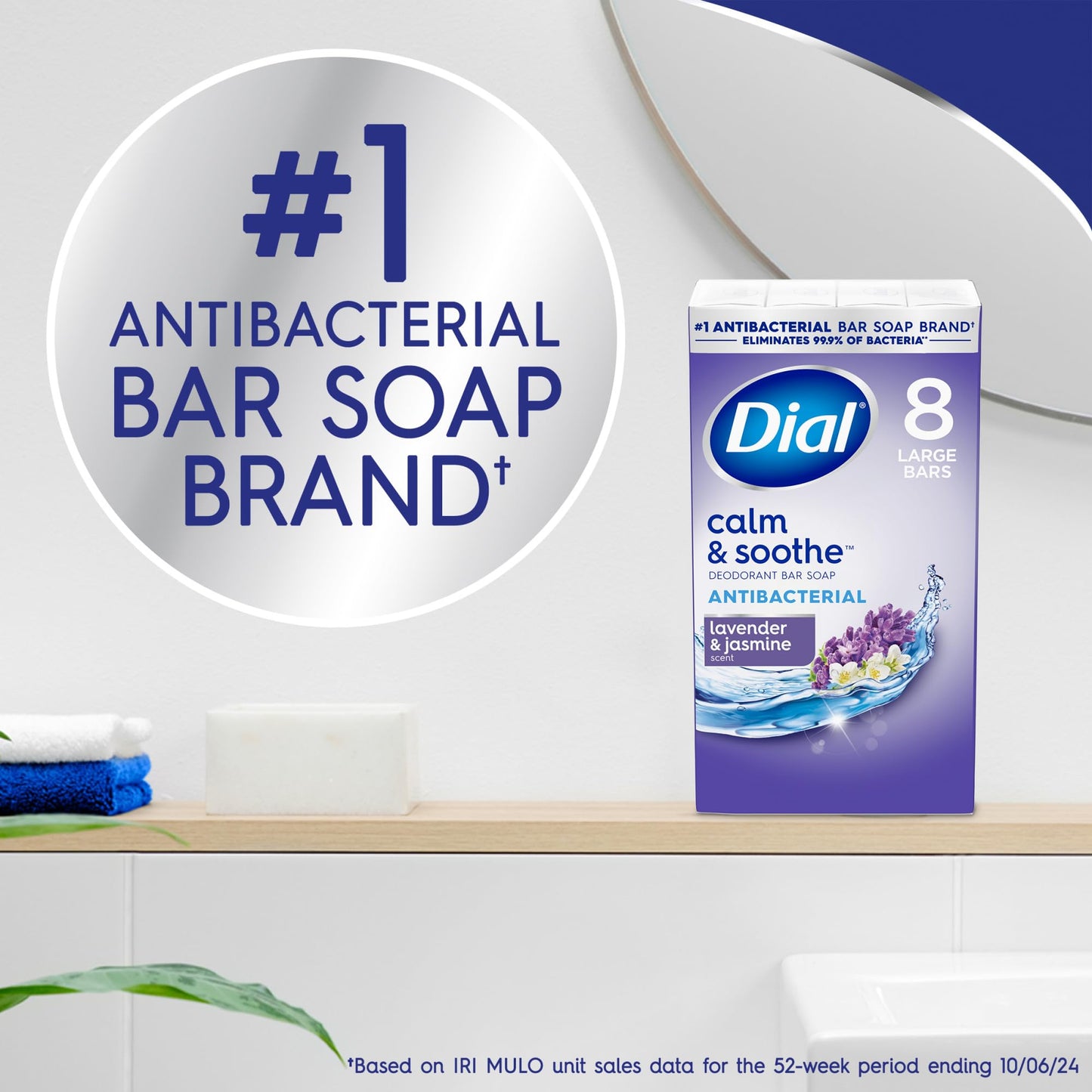 Dial Antibacterial Deodorant Bar Soap, Calm & Soothe Lavender & Twilight Jasmine Scent, 4 Oz, 32 Bars, Dermatologist Tested, With Clean Rinse Beauty & Personal Care Dial