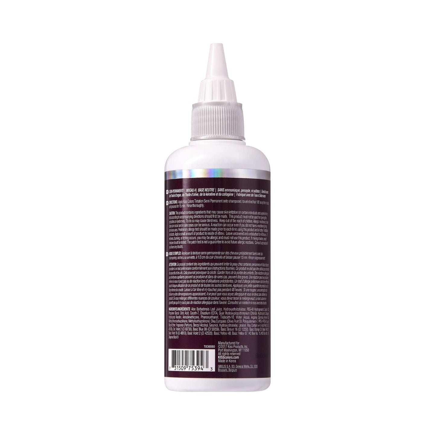 Red by Kiss Tintation Semi-Permanent Hair Color, Aloe Vera Water Based, Argan Oil, Olive Oil, Collagen & Keratin, Long-Lasting Color Dye (Black Beauty & Personal Care Red By Kiss