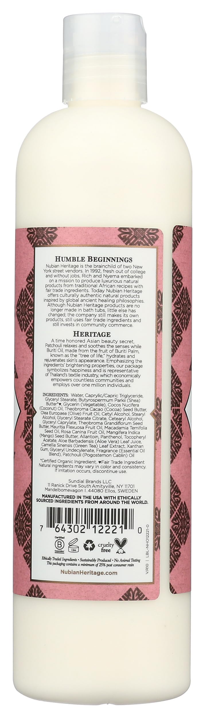 Nubian Heritage Body Lotion with Shea Butter and Rose Hips Lotion PATCHOULI & BURITI,13 fl oz Beauty & Personal Care Nubian Heritage