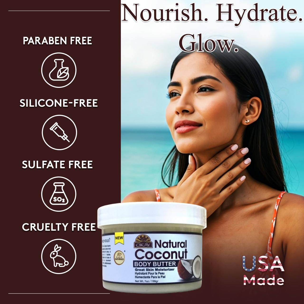 Okay Butter 100% Natural Smooth for Skin and Hair Easily Absorbed By the Skin & Hair Leaving It Soft & Moisturized Silicone, Paraben Free For All Skin Beauty & Personal Care OKAY