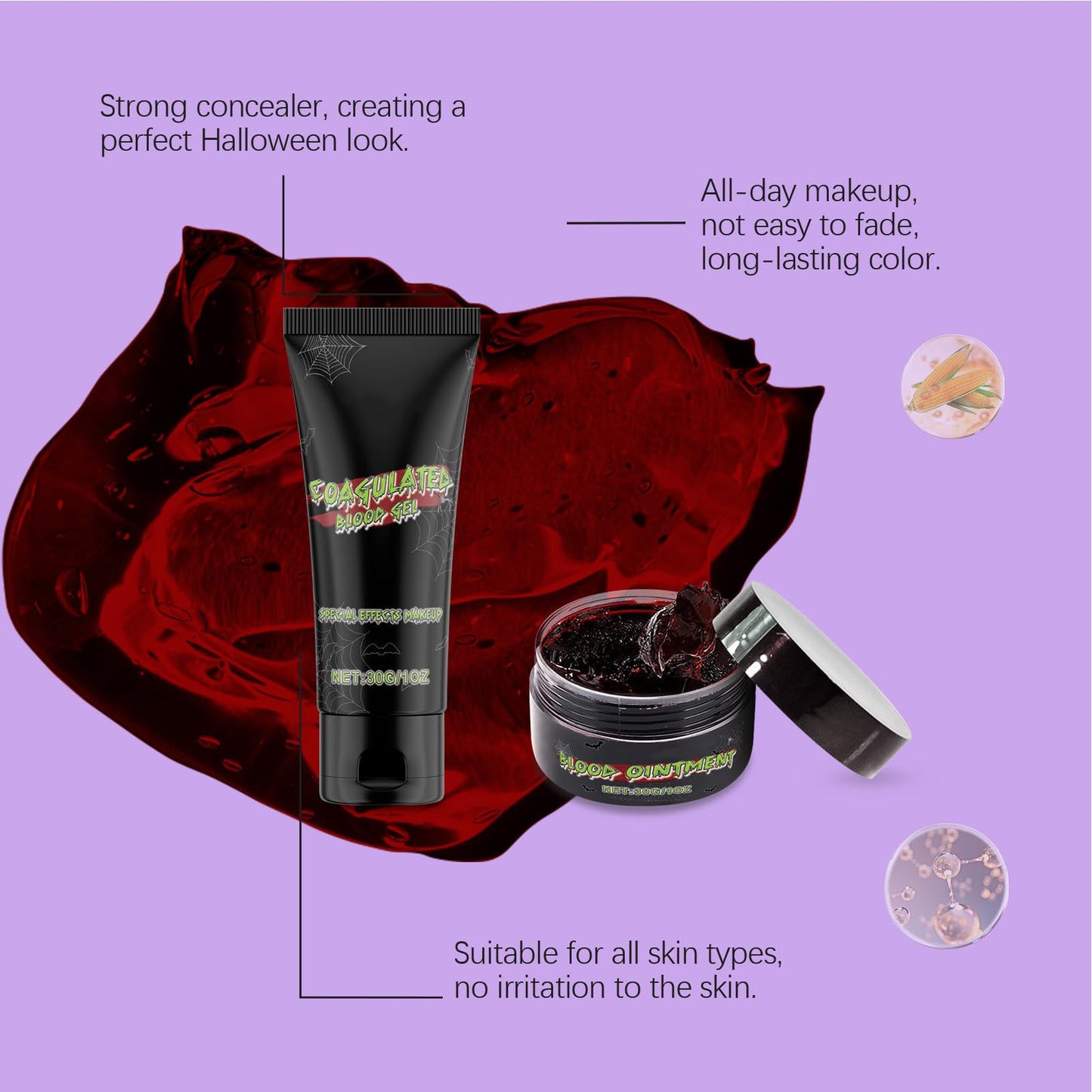 Halloween Makeup, Bloody Wound Festive Horror Halloween Makeup Kit, Washable Fake Blood Zombie Zombie Role-Playing, for Facial And Body Painting Beauty & Personal Care FINLALO