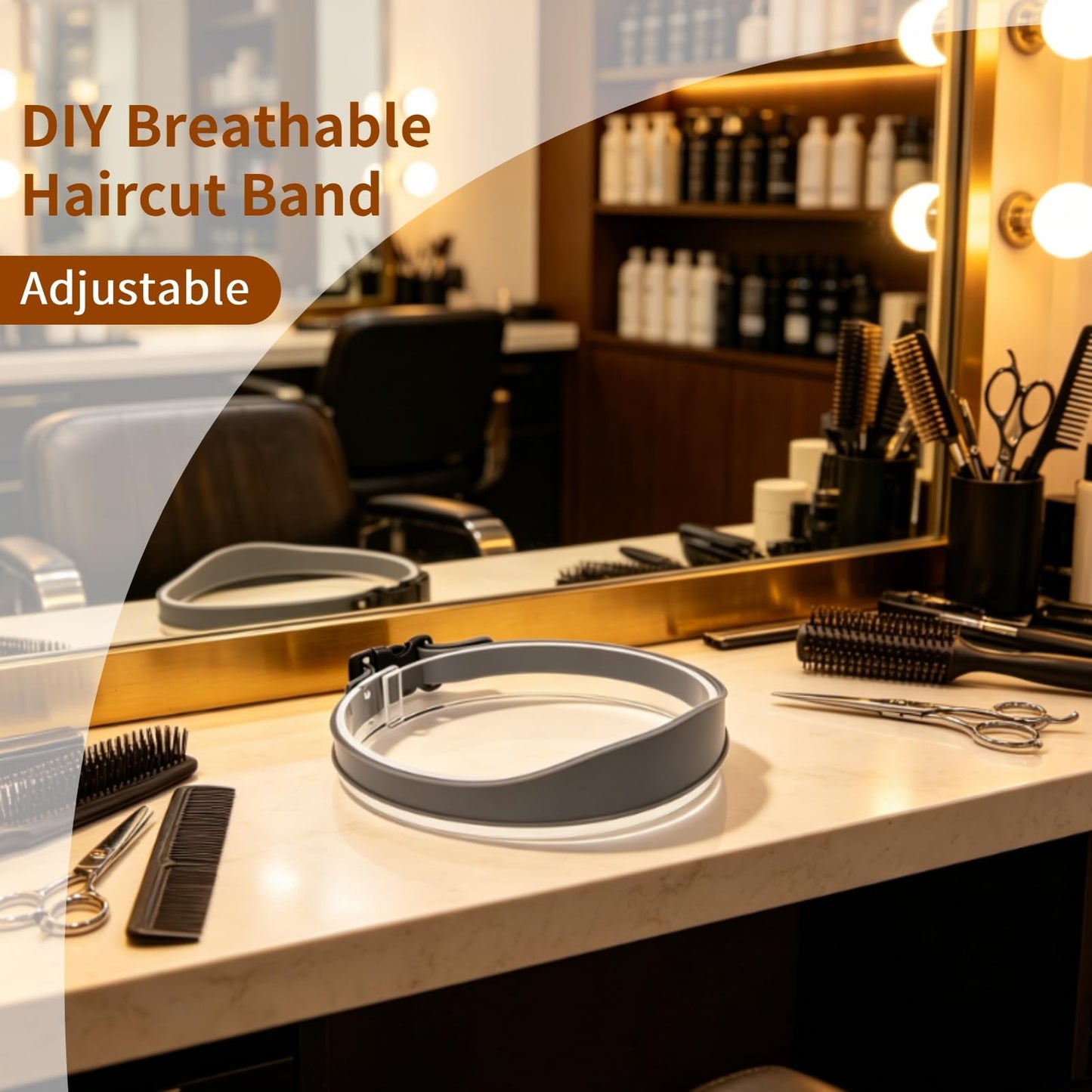 DIY Hair Trimming Template Haircut Band Breathable Curved Degion Silicone Home Hair Trimming Guide for Boys Men (Grey) Beauty and Personal Care Cyrank