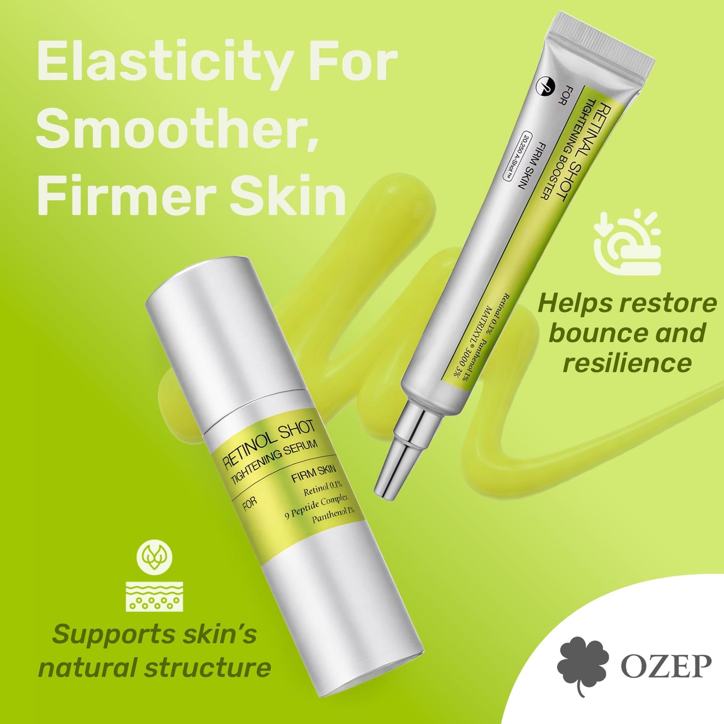 OZEP Retinol Booster 15ml and Retinol Tightening Serum 30ml, Anti-Aging Gift Set, Vitamin A Power Duo with 0.1% Retinol, 9 Peptide Complex, 1% Beauty & Personal Care OZEP