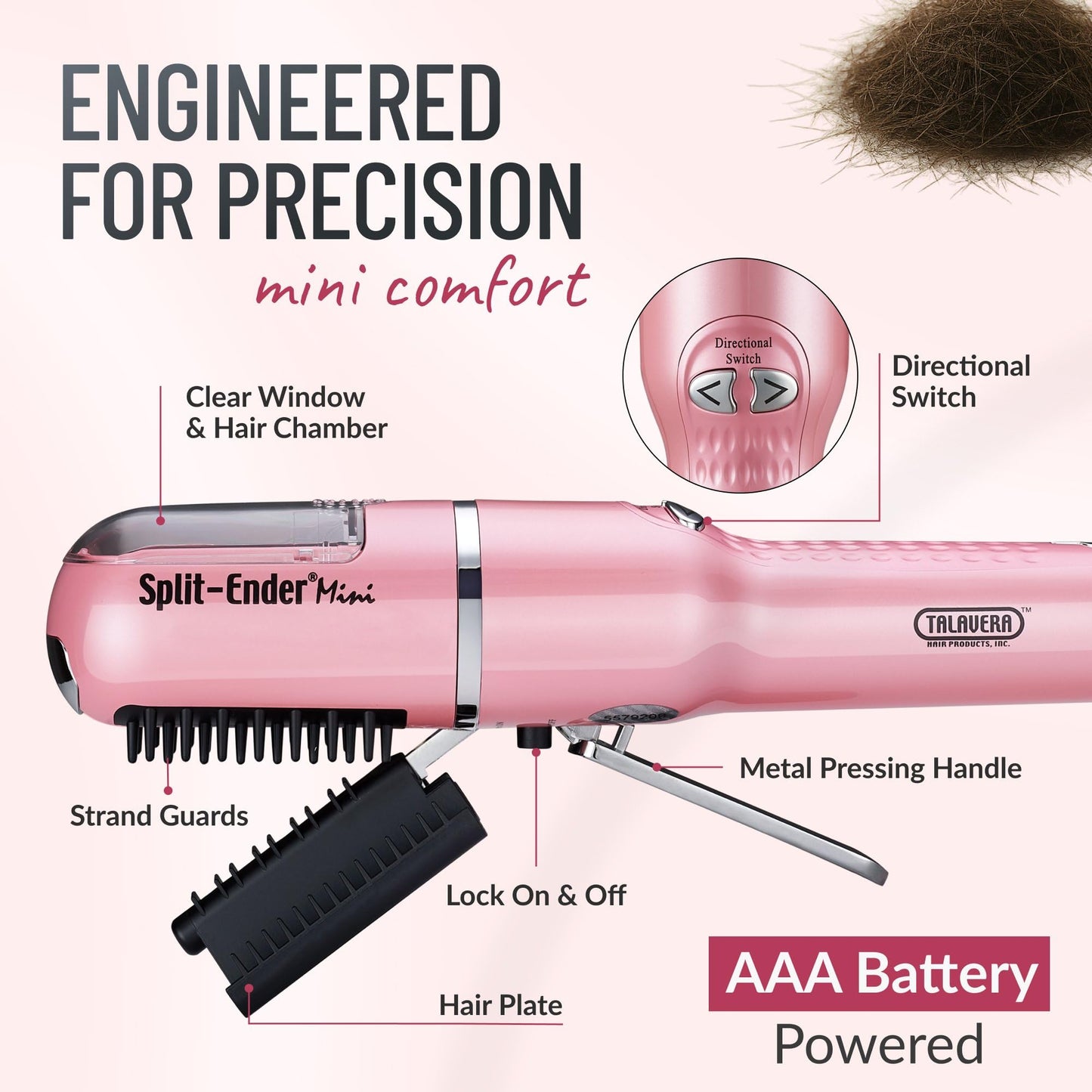 Split Ender Mini - Original Cordless Split End Hair Trimmer for Dry, Damaged, Brittle, Curly, Frizzy, or Straight Hair - Battery Operated Home Styling Beauty and Personal Care Split-Ender