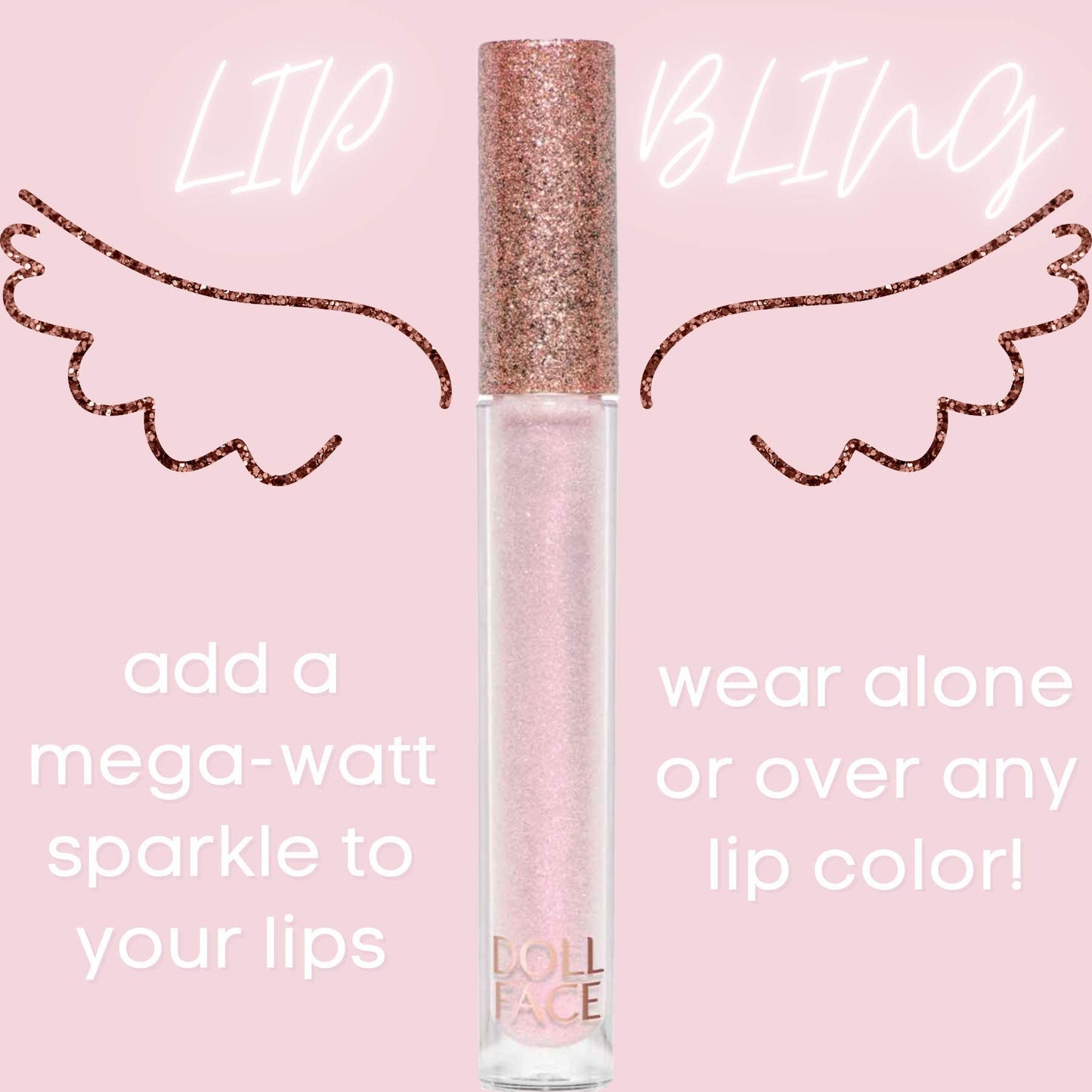 Doll Face Lip Gloss | Glitterazzi Liquid Lip Bling | Topping Glitter with a Glossy Shine for Lips | Sheer Finish | Cruelty-Free | ICE Beauty & Personal Care Doll Face