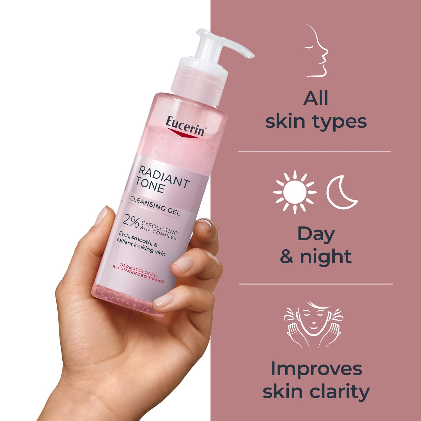 Eucerin Radiant Tone Face Cleanser Gel with 2% Exfoliating AHA Complex, Gentle Face Wash Improves Skin Clarity and Boosts Radiance, All Skin Types Beauty and Personal Care Eucerin