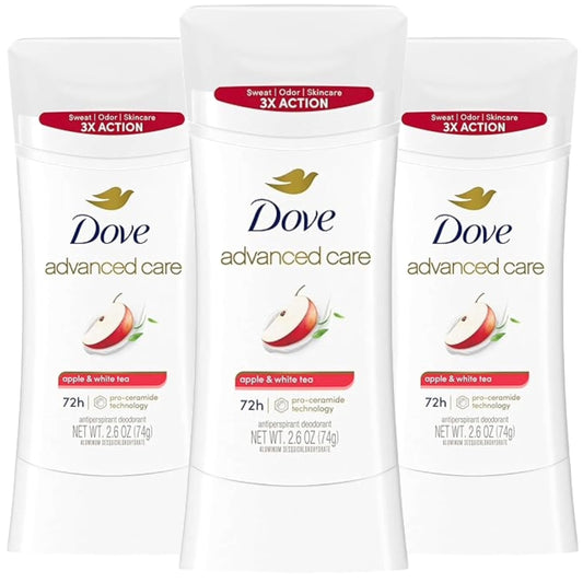 Dove Advanced Care Deodorant Stick Apple & White Tea with 72-hour Sweat & Odor Protection, 2.6 oz (Pack Of 3) Beauty and Personal Care Dove