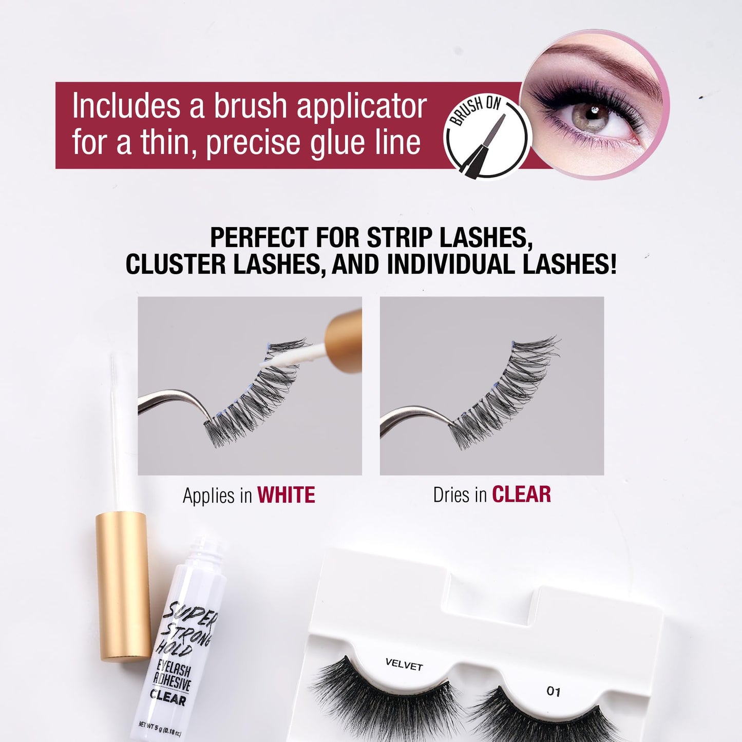i-Envy by KISS Super Strong Hold Eyelash Adhesive, Waterproof Long-Lasting Strip Lash Glue, Natural-Looking Allergy & Latex Free with Brush Applicator Beauty & Personal Care i•ENVY