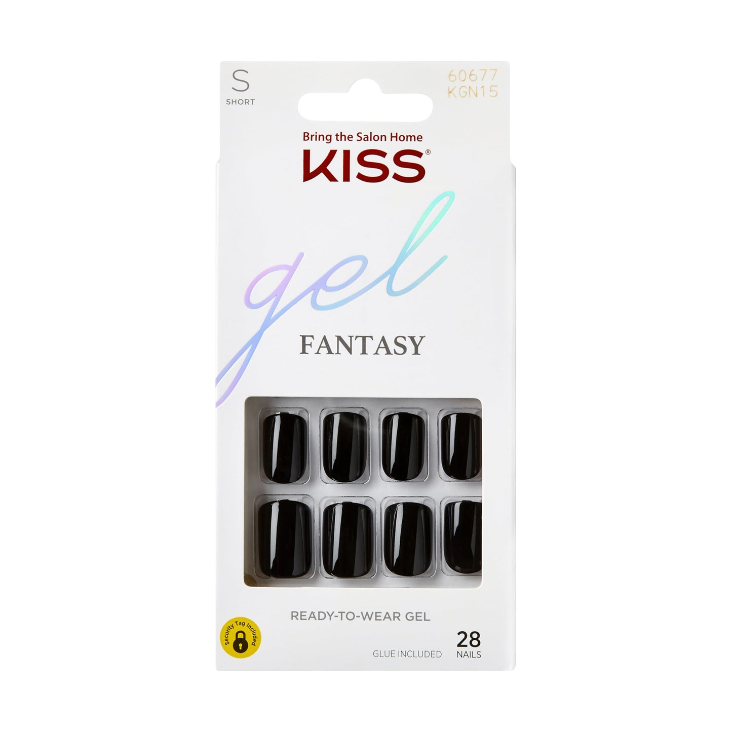 KISS Gel Fantasy Press On Nails, Nail glue included, 'Aim High', Black, Short Size, Squoval Shape, Includes 28 Nails, 2g Glue, 1 Manicure Stick, 1 Beauty & Personal Care KISS