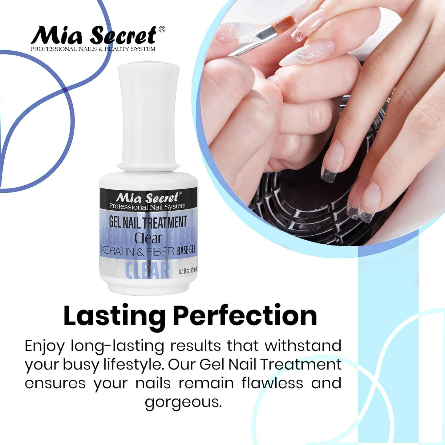 Mia Secret Gel Nail Treatment CLEAR KERATIN Base & Top Gel 15ml - Nail Repair and Strengthening for Nails (Clear) Beauty & Personal Care Mia Secret