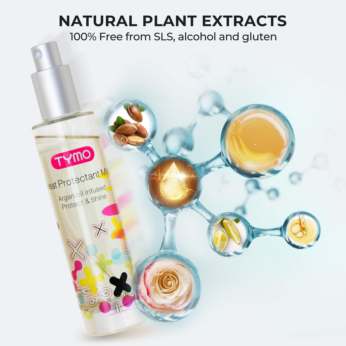 TYMO Heat Protectant for Hair with Argan Oil for Heated Styling Tools, Leave in Conditioner Spray to Smooth & Hydrate, Natural Pure Formulation Beauty & Personal Care TYMO