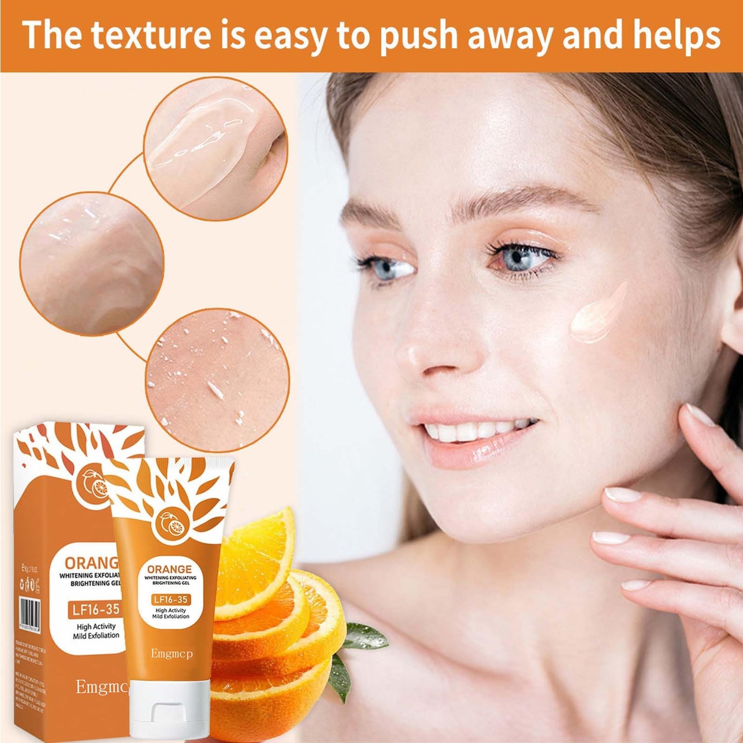 Orange Exfoliating Gel for Face & Body | Deep Pore Cleansing to Remove Blackheads, Moisturizing Scrub with Enzymes for Smooth & Radiant Skin, Gentle Beauty & Personal Care Emgmcp