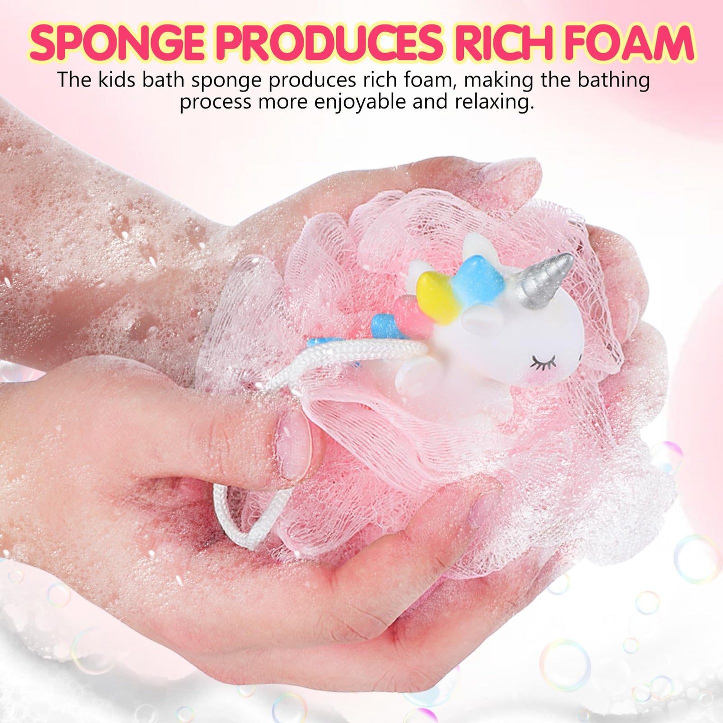 Gatuida 2pcs Bath Loofahs Kids Toddler Cute Cartoon Unicorn Shower Loofah Bath Sponges Pouf Body Scrubber Mesh Sponges for Children Shower Washing Beauty and Personal Care Gatuida