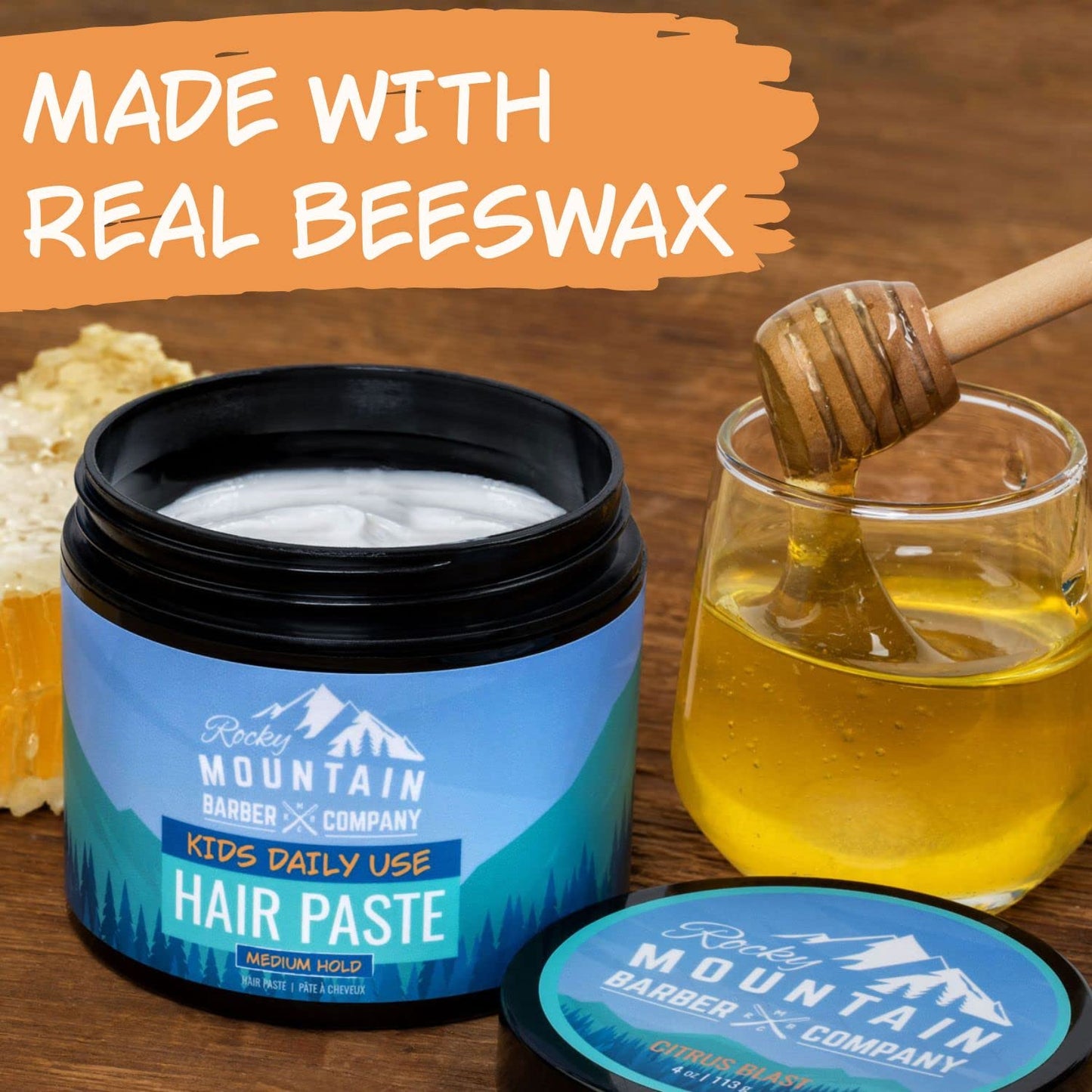 Rocky Mountain Barber Company Kids Hair Styling Paste for Boys - Large 4 oz Tub - Medium Hold Gel for All Hairstyles - Citrus Scent Beauty & Personal Care Rocky Mountain Barber Company
