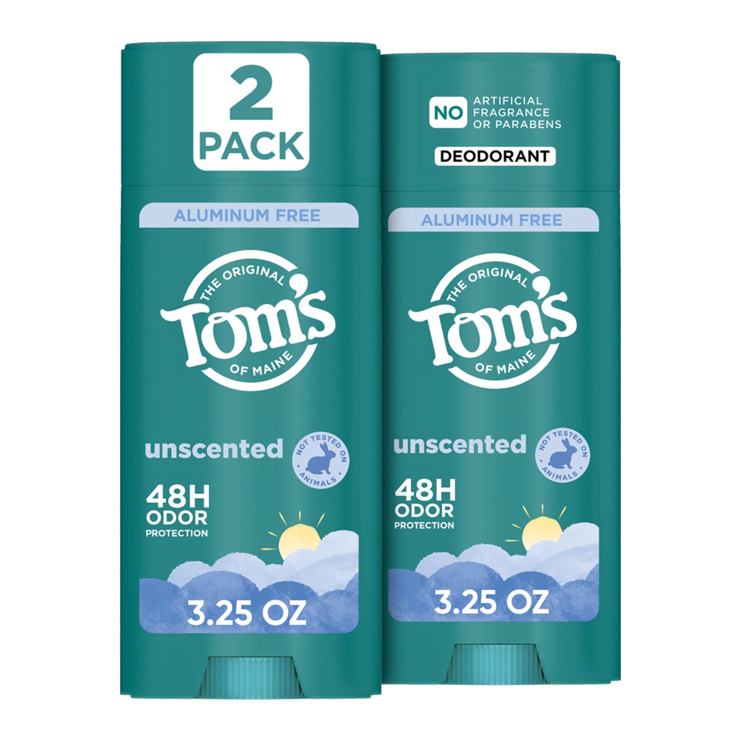 Tom’s of Maine Unscented Natural Deodorant, Aluminum Free, Clear Application, Odor & Wetness Protection, Naturally Derived Ingredients, 3.25 oz (2 Beauty and Personal Care Tom's of Maine
