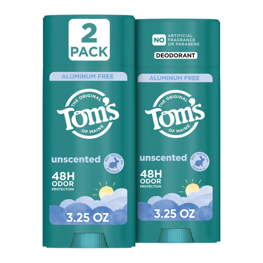 Tom’s of Maine Unscented Natural Deodorant, Aluminum Free, Clear Application, Odor & Wetness Protection, Naturally Derived Ingredients, 3.25 oz (2 Beauty and Personal Care Tom's of Maine