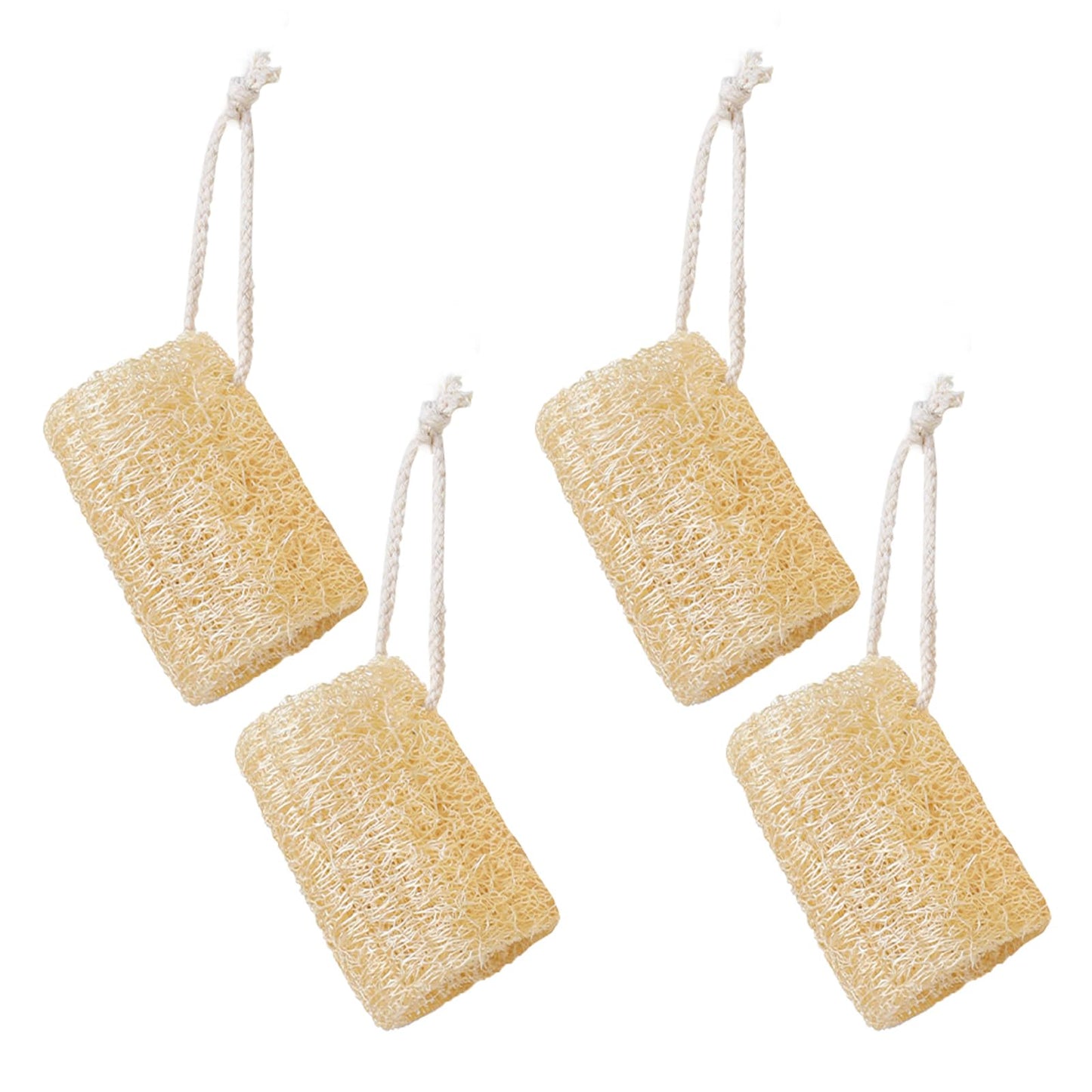 Organic Loofah Sponge, 4pcs Natural Loofah Sponge, Exfoliating Luffa Natural, Body Scrubber For Bathing, Organic for Shower and Kitchen Cleaning Beauty and Personal Care wyjbdwkzs