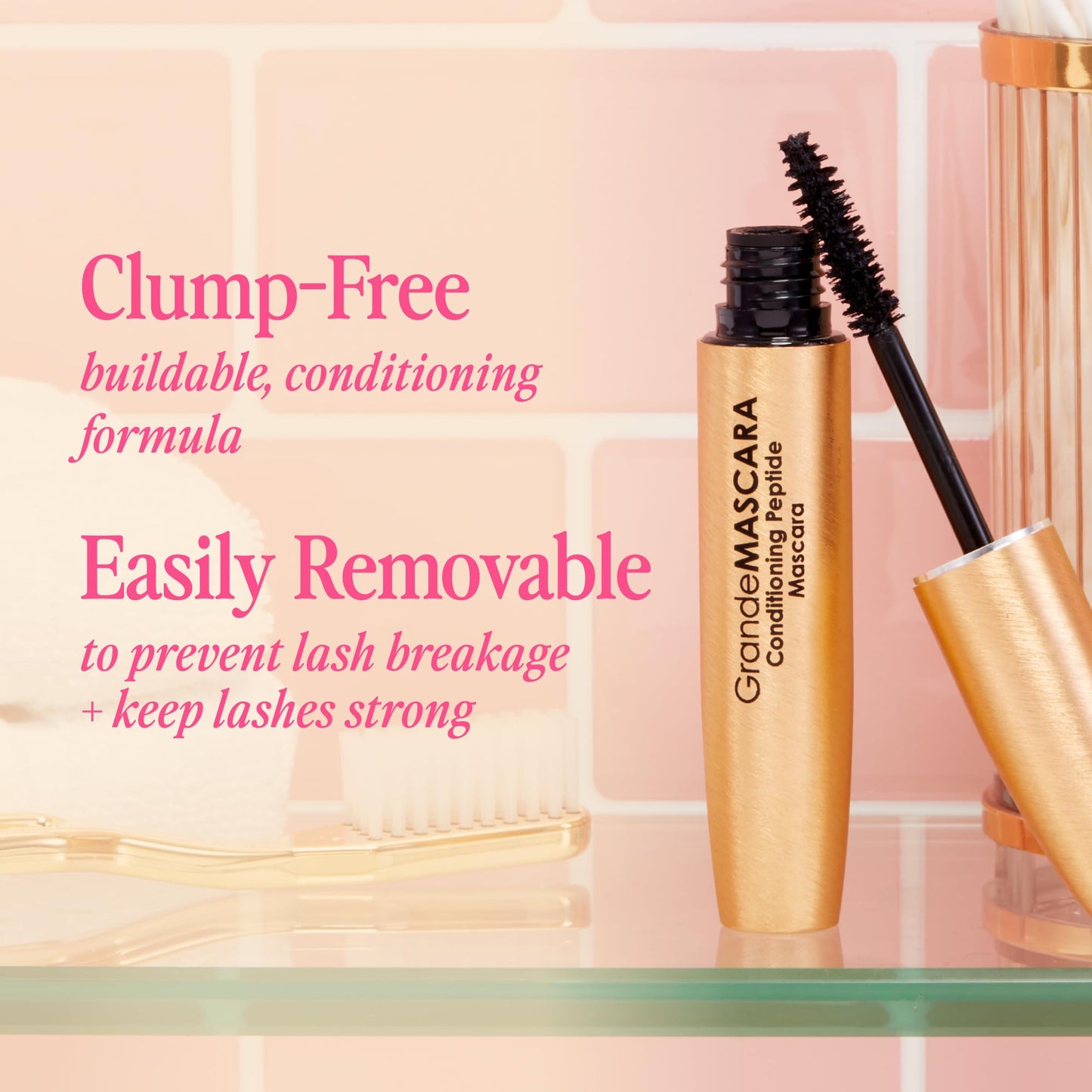 Grande Cosmetics GrandeMASCARA Conditioning Peptide Mascara - Buildable Volume & Length, Water-Resistant & Clump-Free - Lash & Extension Friendly Beauty & Personal Care Grande Cosmetics