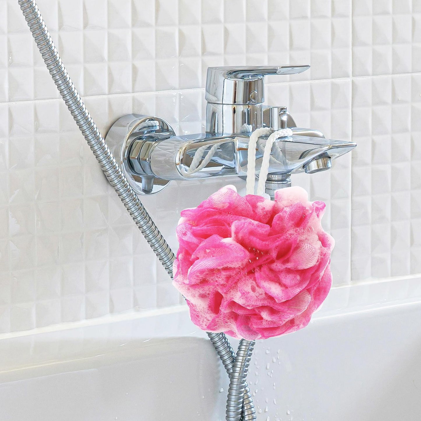 BTYMS Premium Mesh Poufs (65g/pcs) Bath Sponges Shower Loofahs Exfoliating Shower Puff - Great for Body Wash Pack of 4 Beauty & Personal Care BTYMS