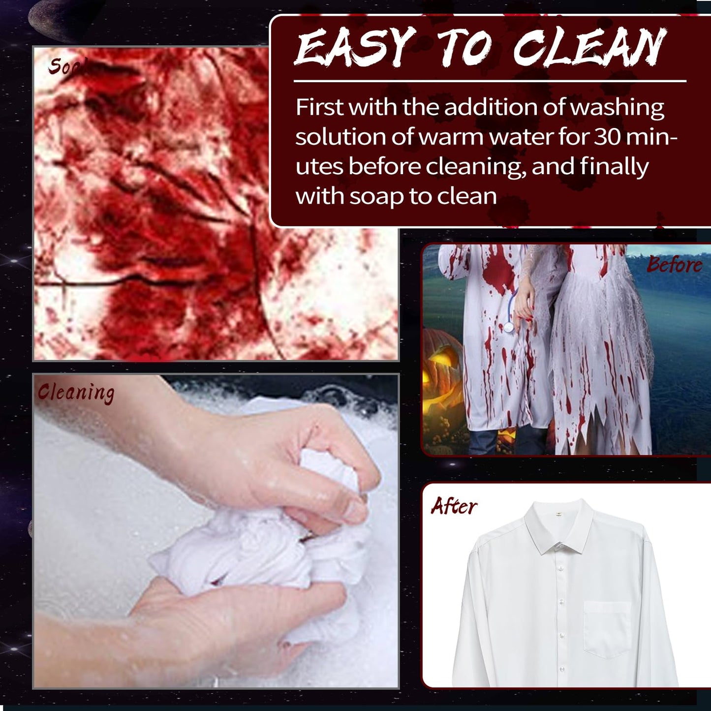 Halloween Fake Blood Makeup - Realistic Effects Washable for Scar, Wound, Clothes, Eyes, Drips, Nose Bleeds - For Cosplay SFX Zombie Vampire Special Beauty & Personal Care VPCRT6