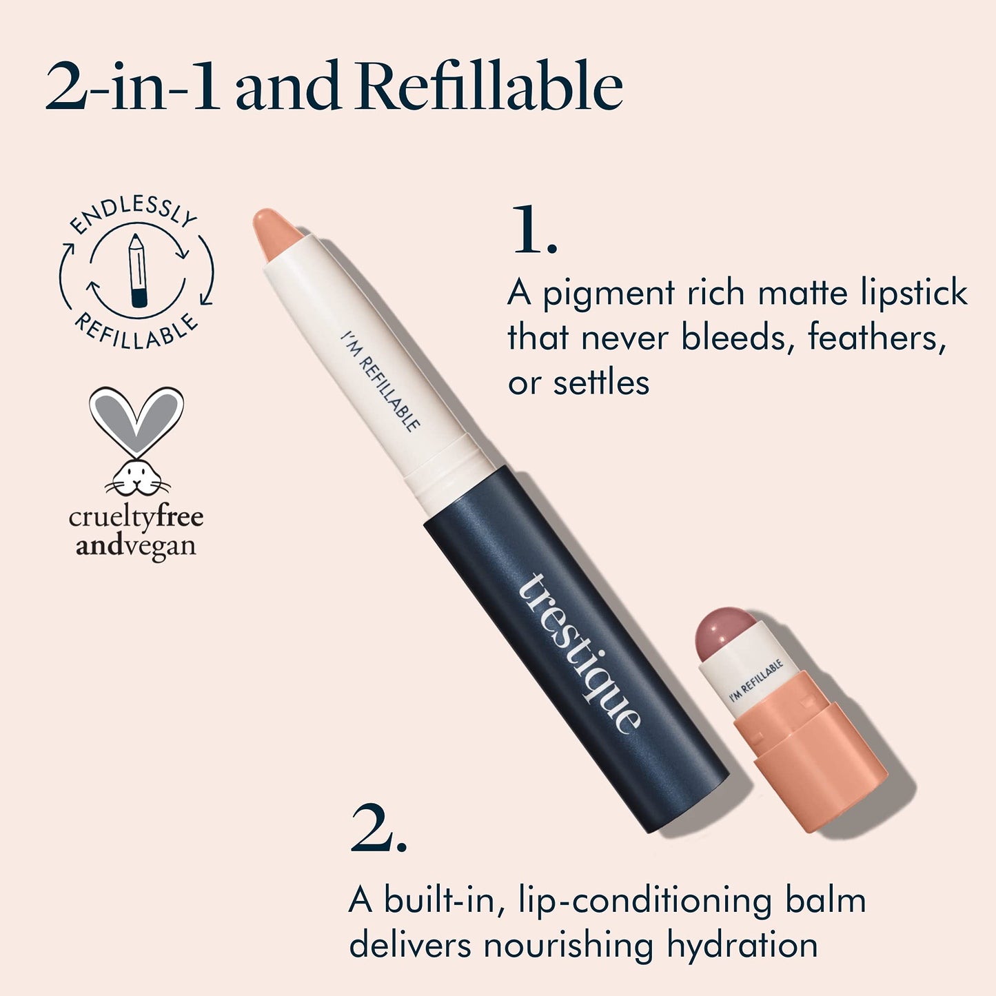trestique Matte Lip Crayon, Matte Lipstick With Built-in Lip Gloss Balm, 2-in-1 Lip Liner Set With Lip Crayon and Lip Balm, Lipstick and Lip Gloss Kit Beauty & Personal Care TRE'STIQUE